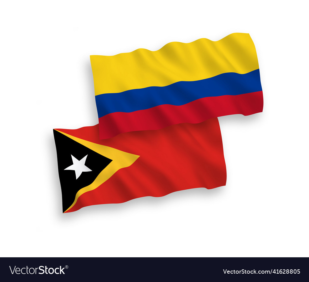 Flags of east timor and colombia on a white Vector Image