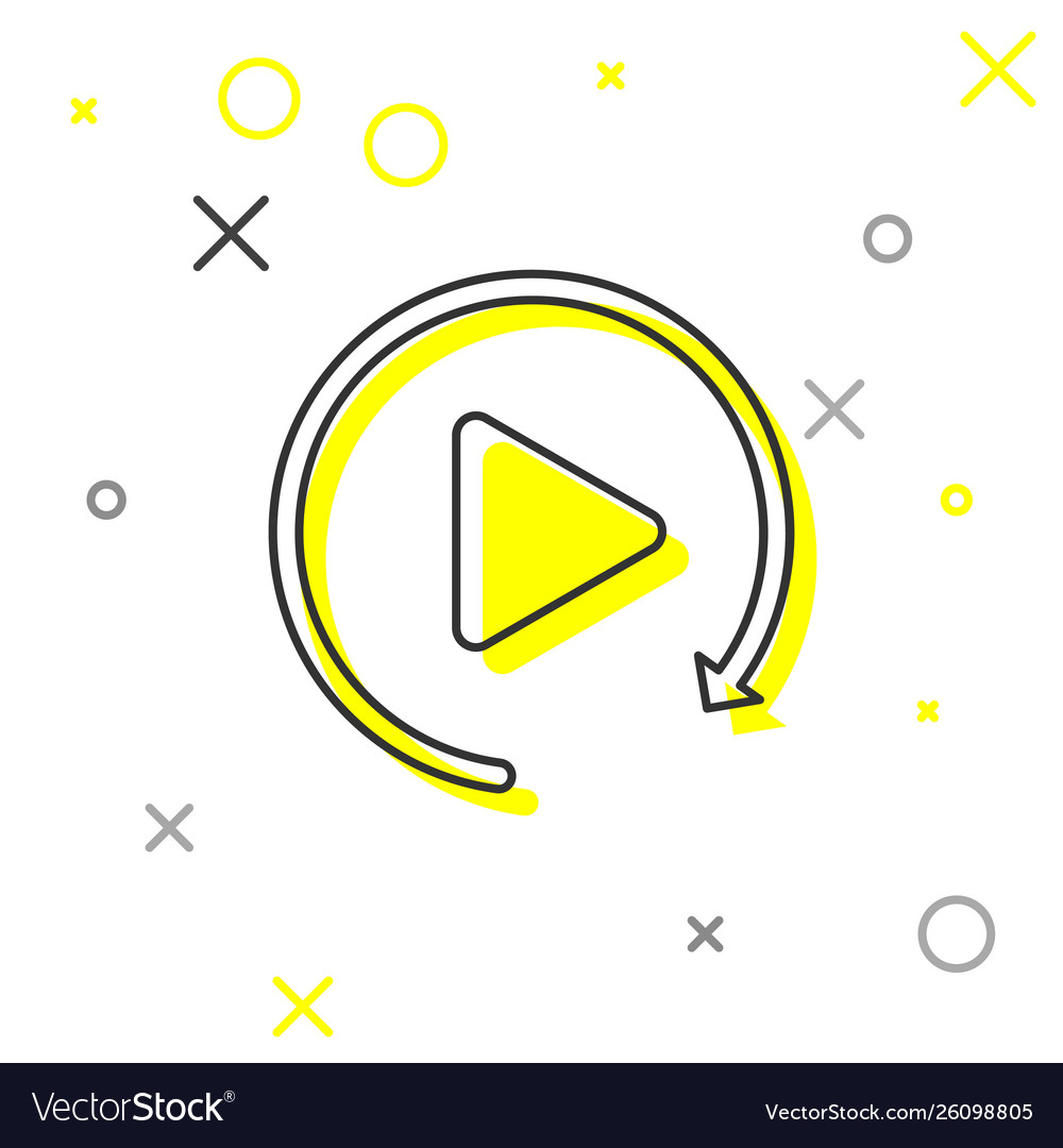 Grey video play button like simple replay line