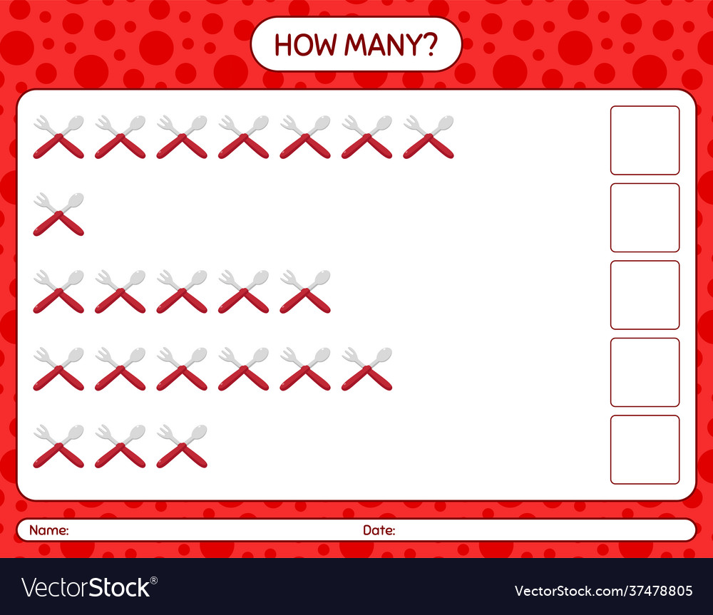How many counting game with spoon and fork vector image How many counting game with spoon and fork