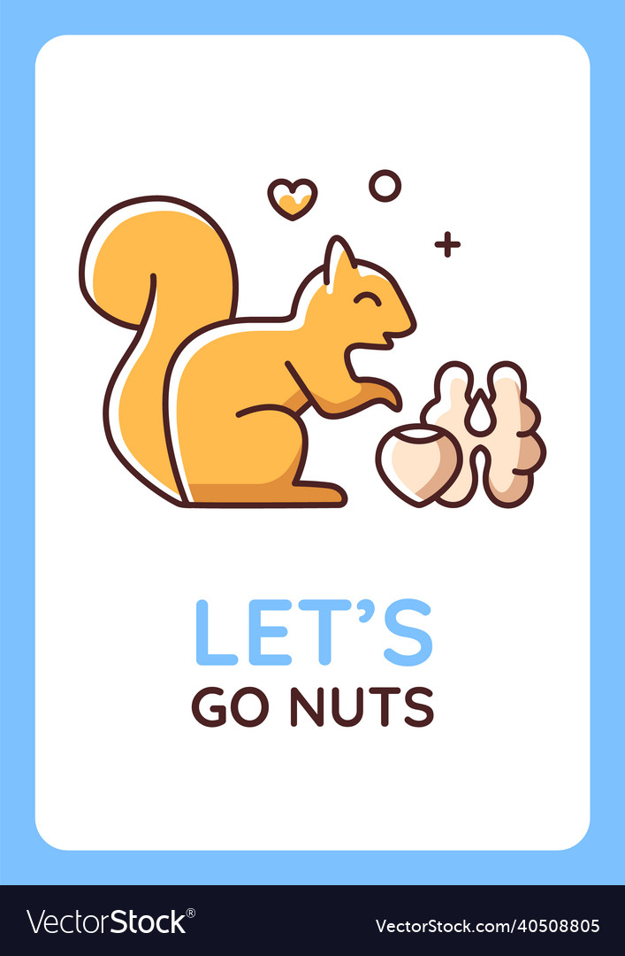 Lets go nuts greeting card with color icon element