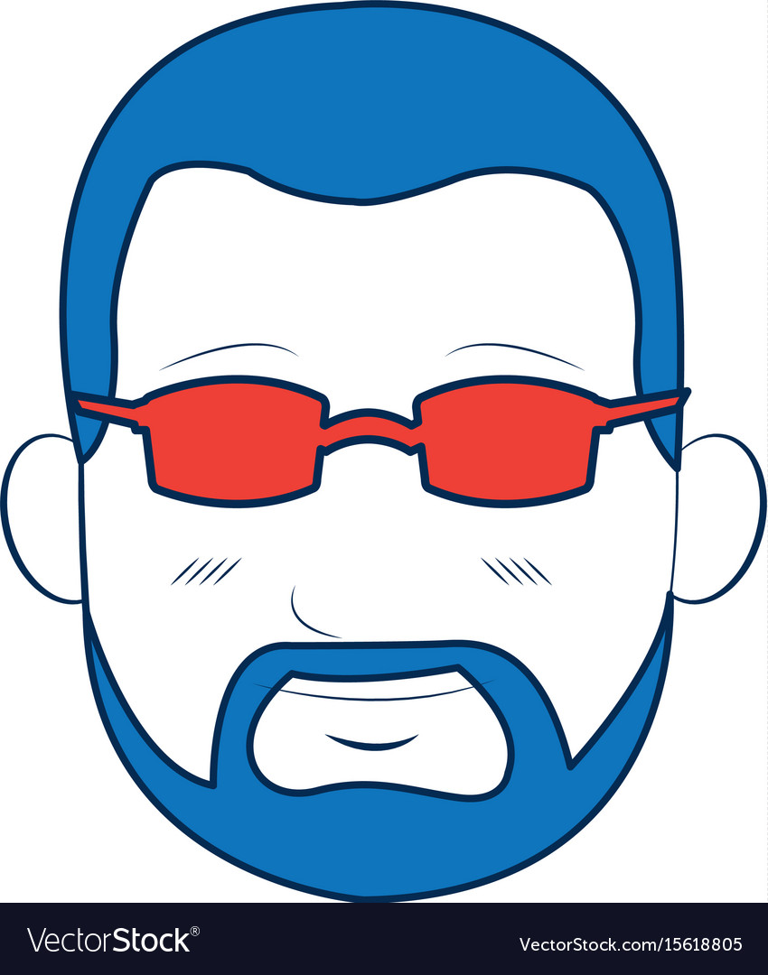 Man face avatar wear glasses and blue hairstyle