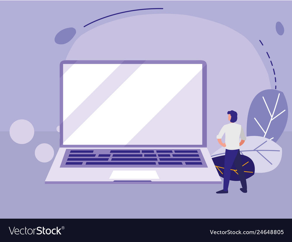 Man using laptop computer vector image Man using laptop computer