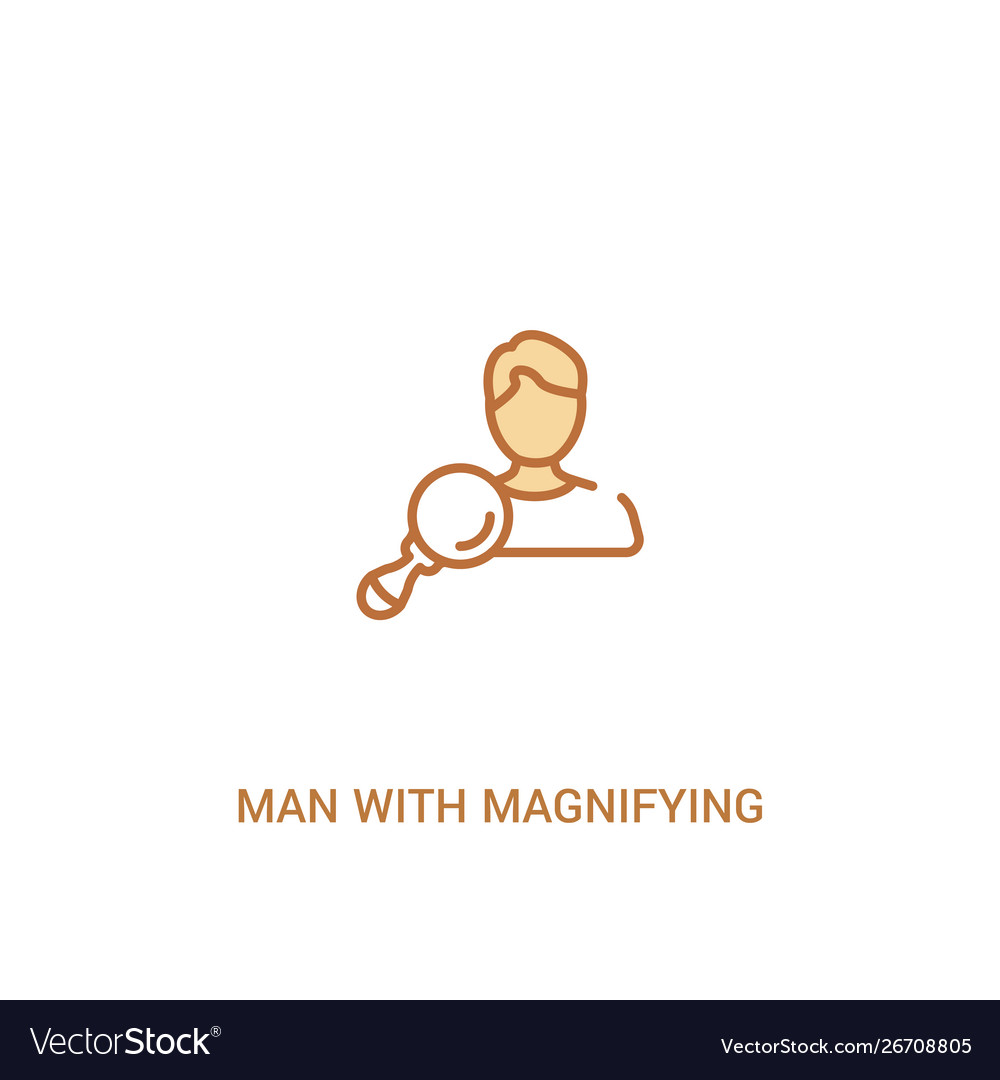 Man with magnifying flass concept 2 colored icon vector image Man with magnifying flass concept 2 colored icon