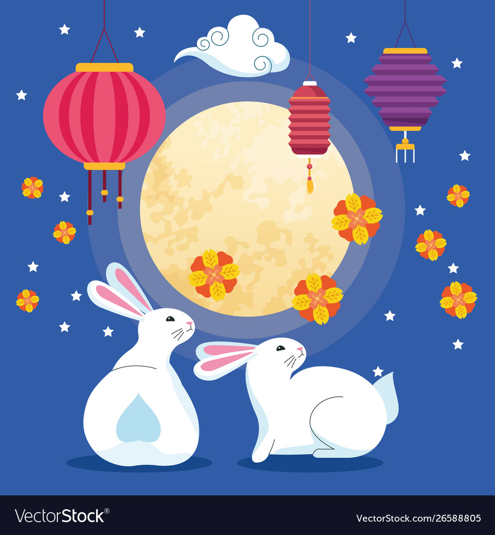 Mid autumn chinese festival cartoon Royalty Free Vector