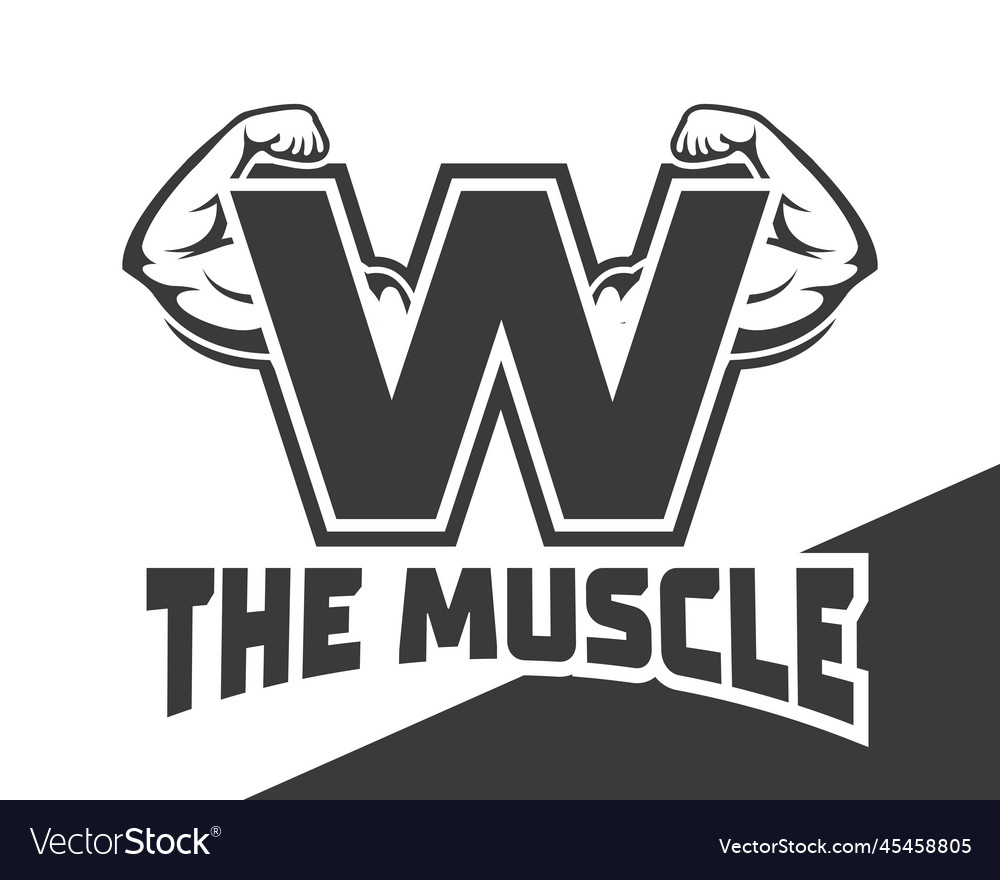 Muscular arm letter w logo fitness gym logo Vector Image