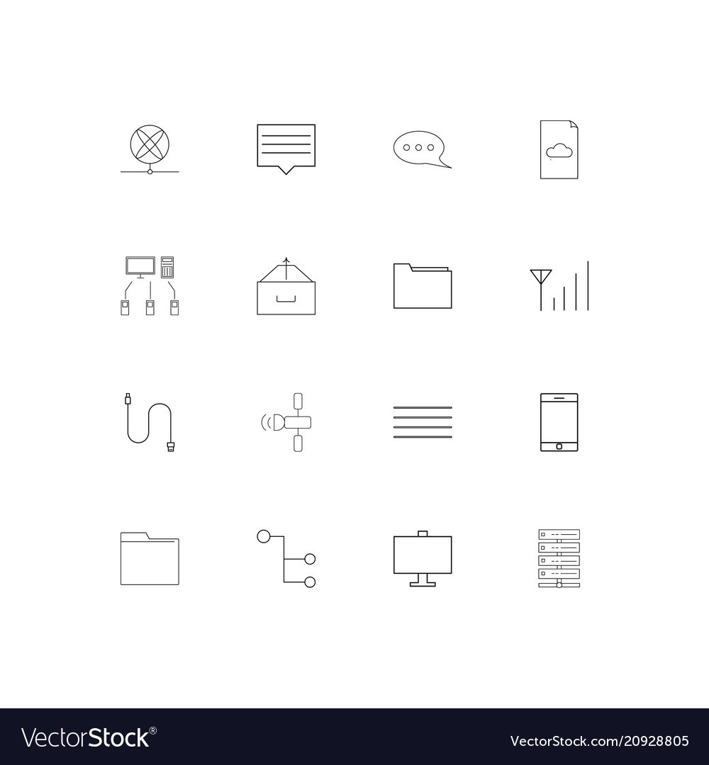 Network and database linear thin icons set