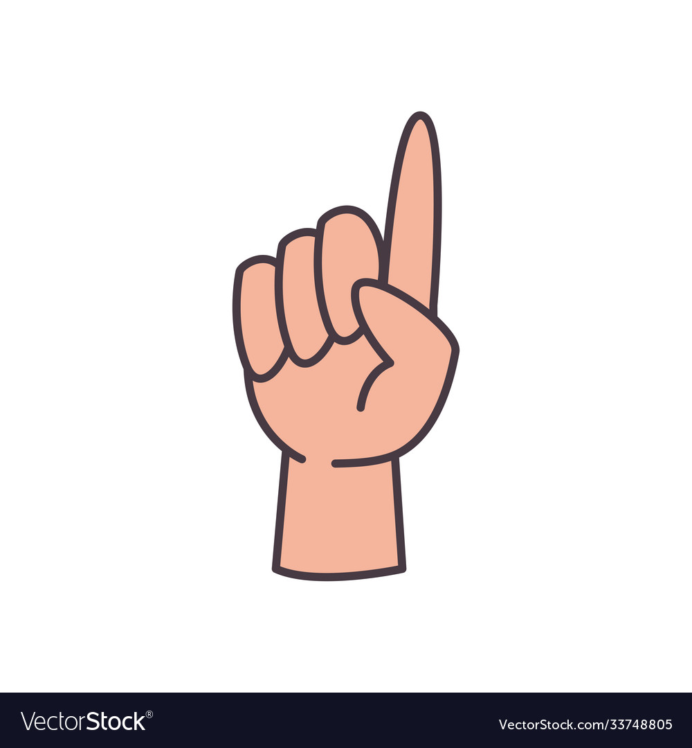 One hand sign language line and fill style icon