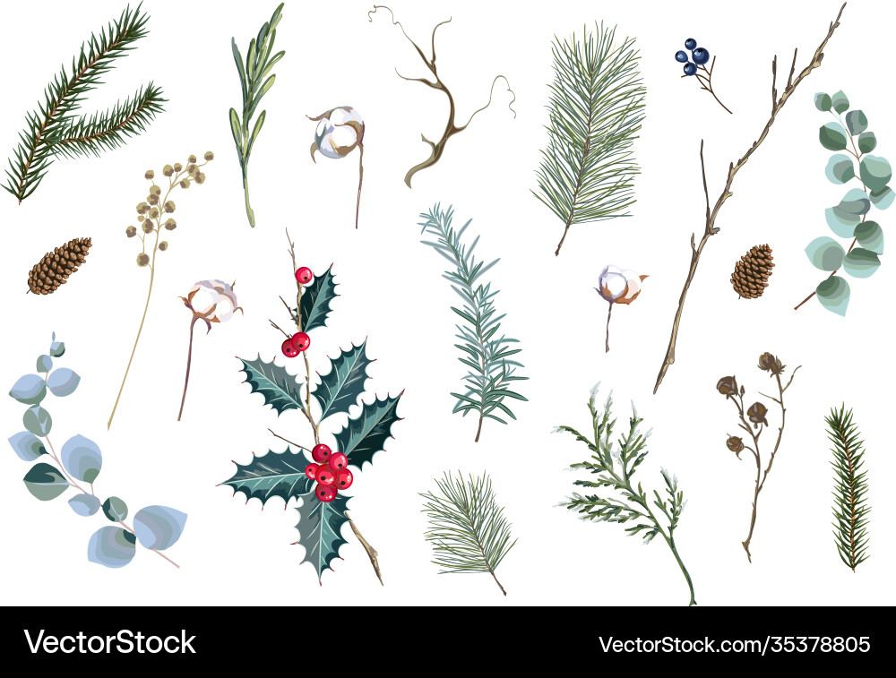 Set christmas elements Royalty Free Vector Image