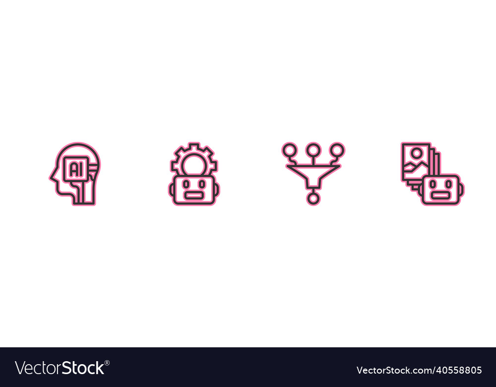 Set line humanoid robot funnel or filter vector image Set line humanoid robot funnel or filter