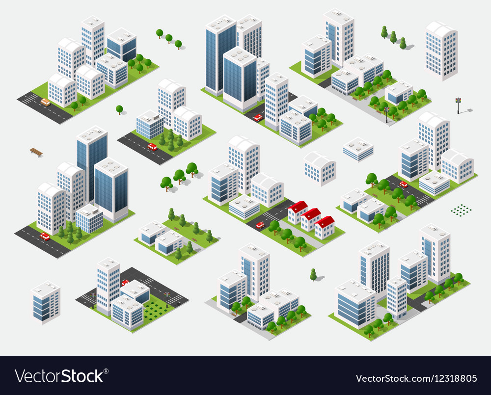 Summer Town Quarter Royalty Free Vector Image - Vectorstock