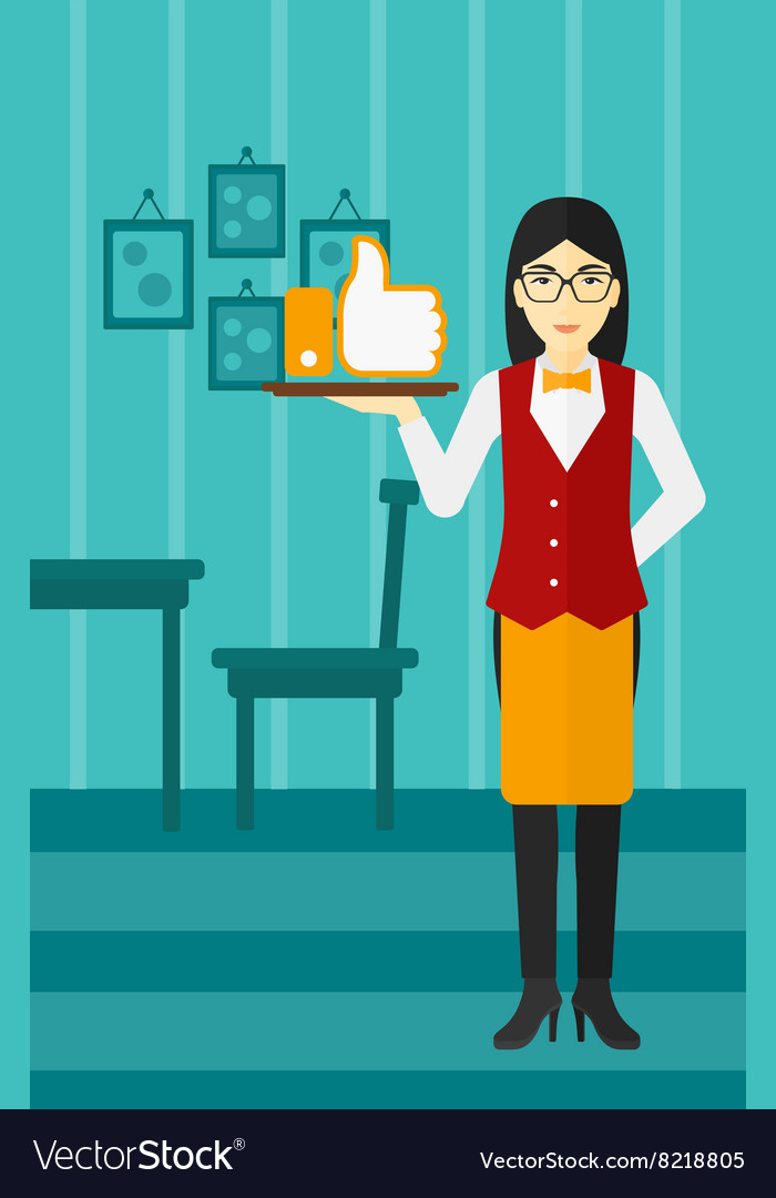 Waitress with like button