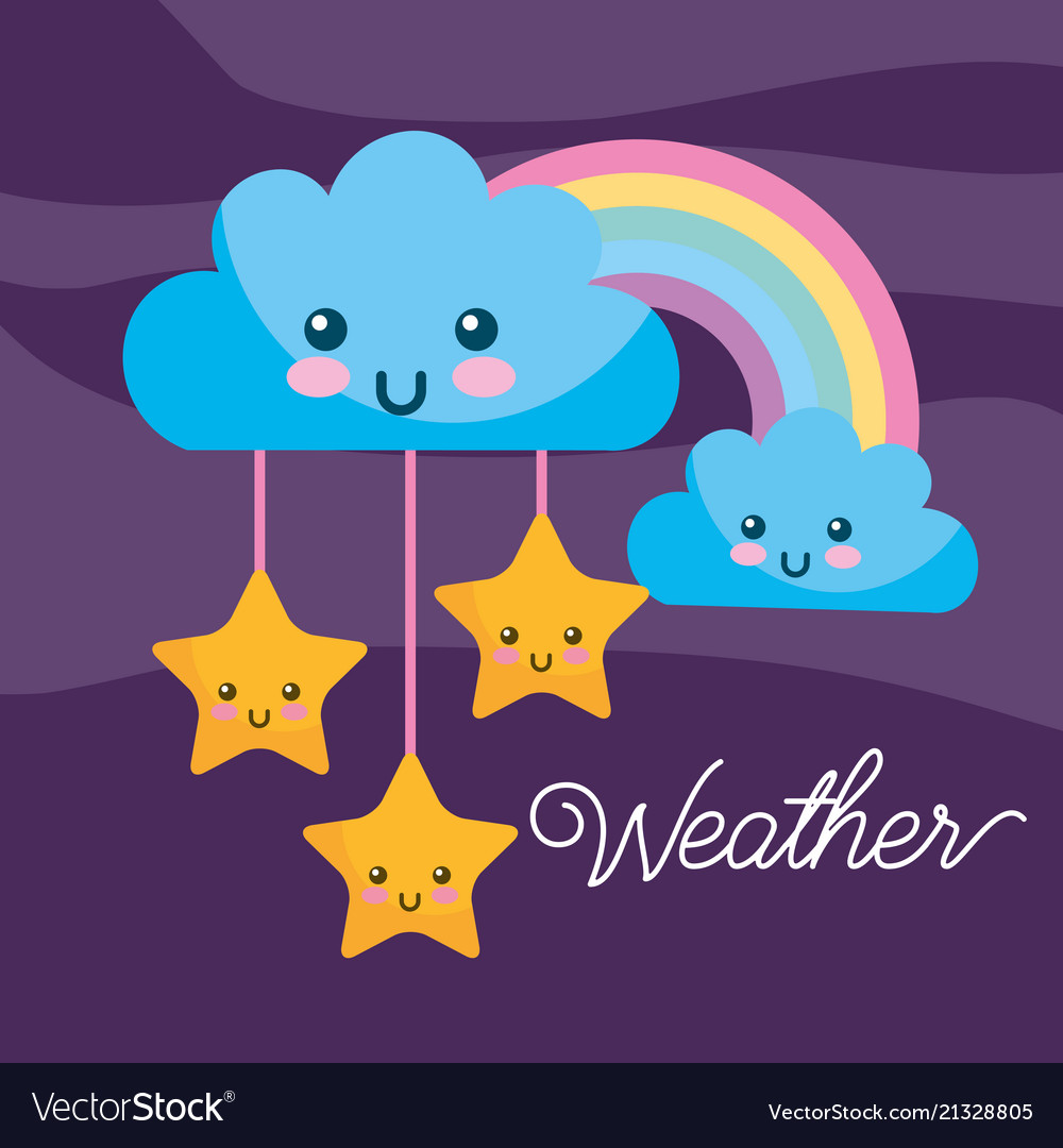 Wetter kawaii Cartoon Regenbogen Wolken Sterne