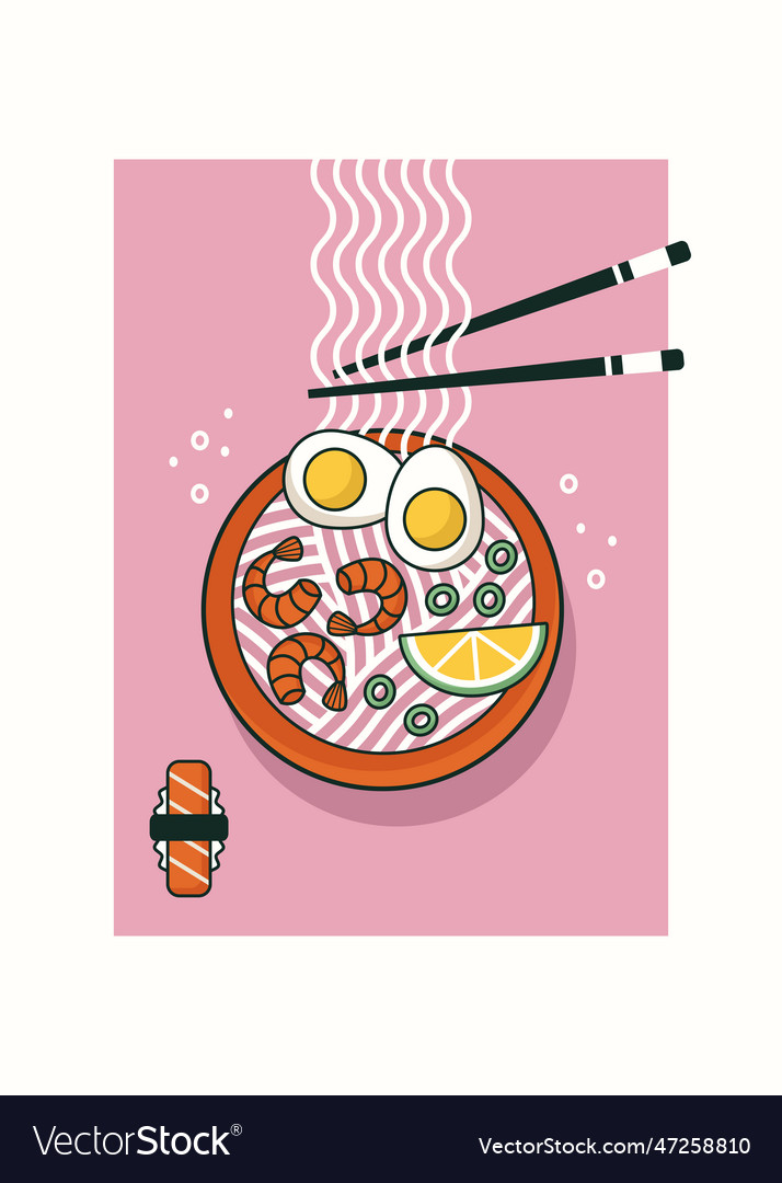 Asian food soup ramen noodles japanese soup Vector Image