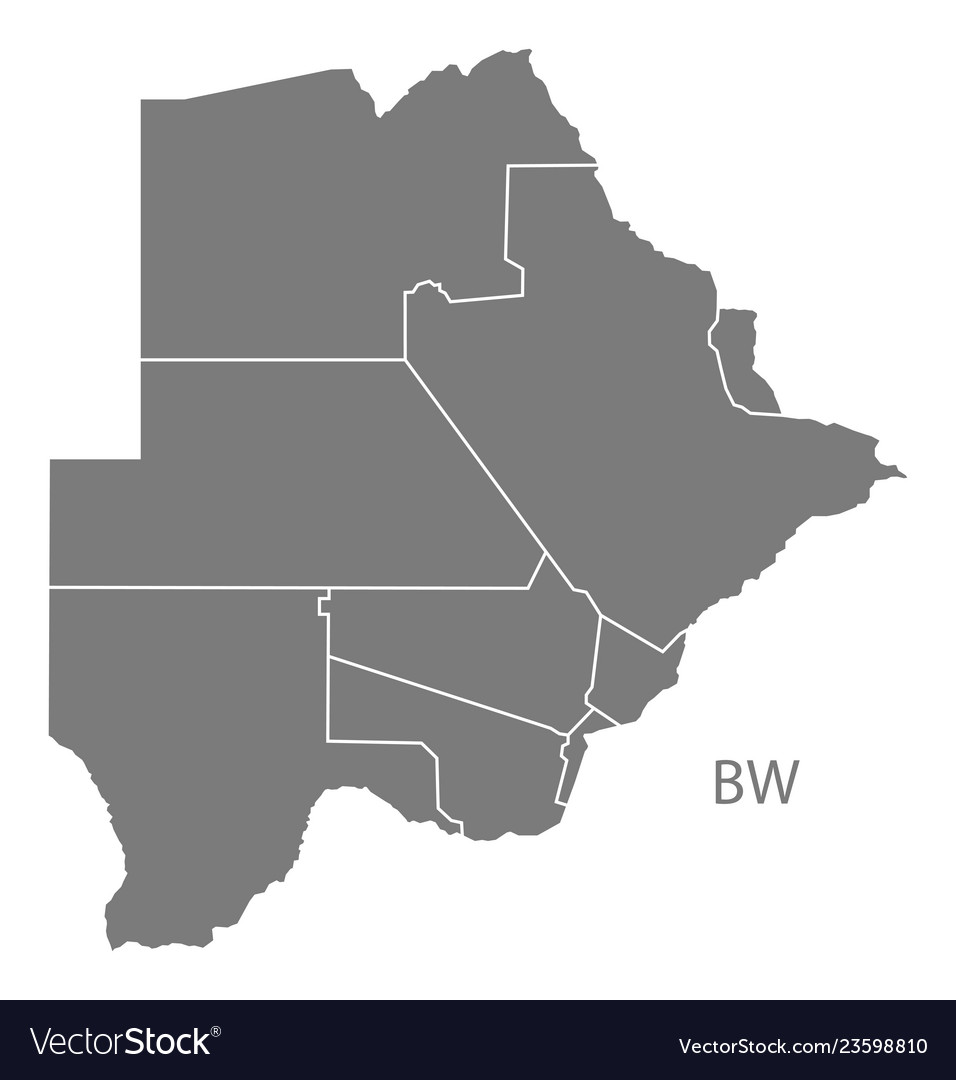 Map Of Botswana Districts Botswana Districts Map Grey Royalty Free Vector Image