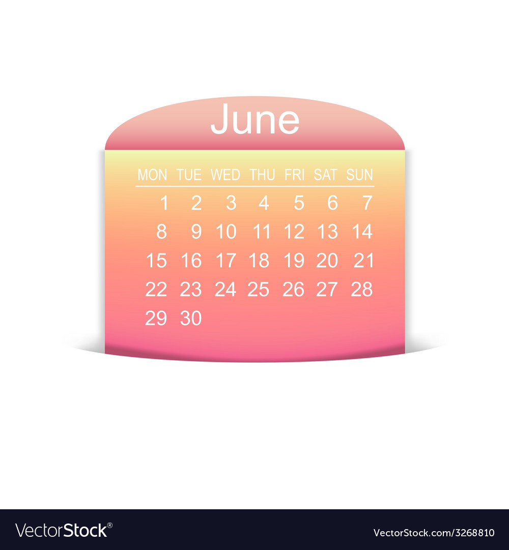 Calendar june 2015 Royalty Free Vector Image - VectorStock