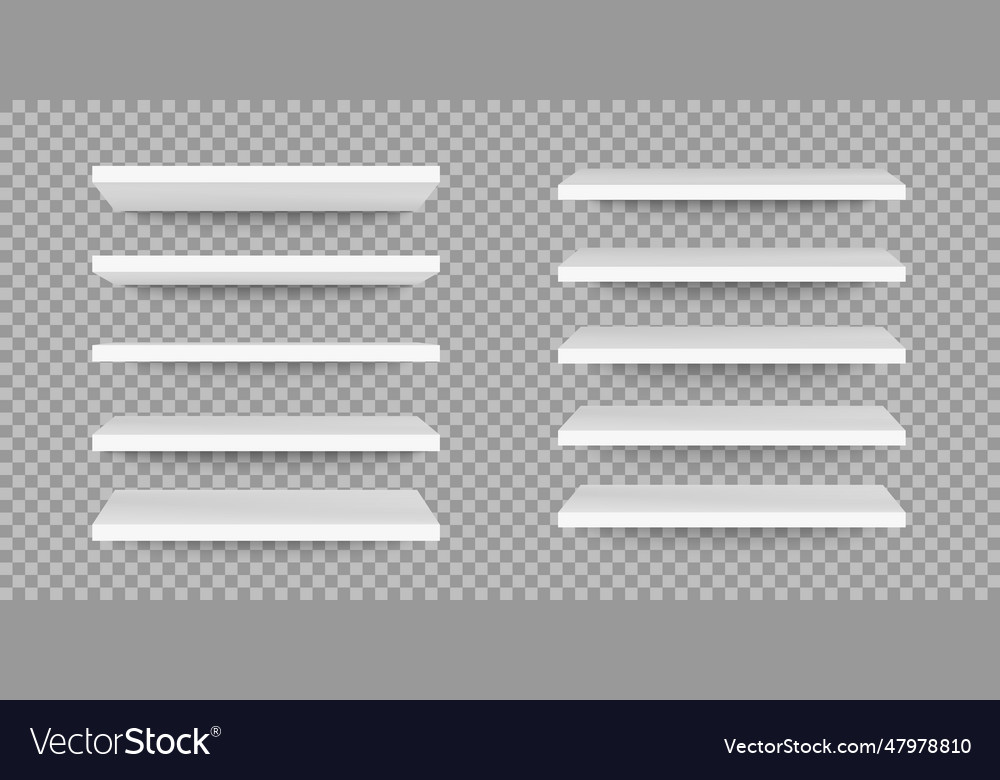 Clean shelf on wall empty store stand vector image Clean shelf on wall empty store stand