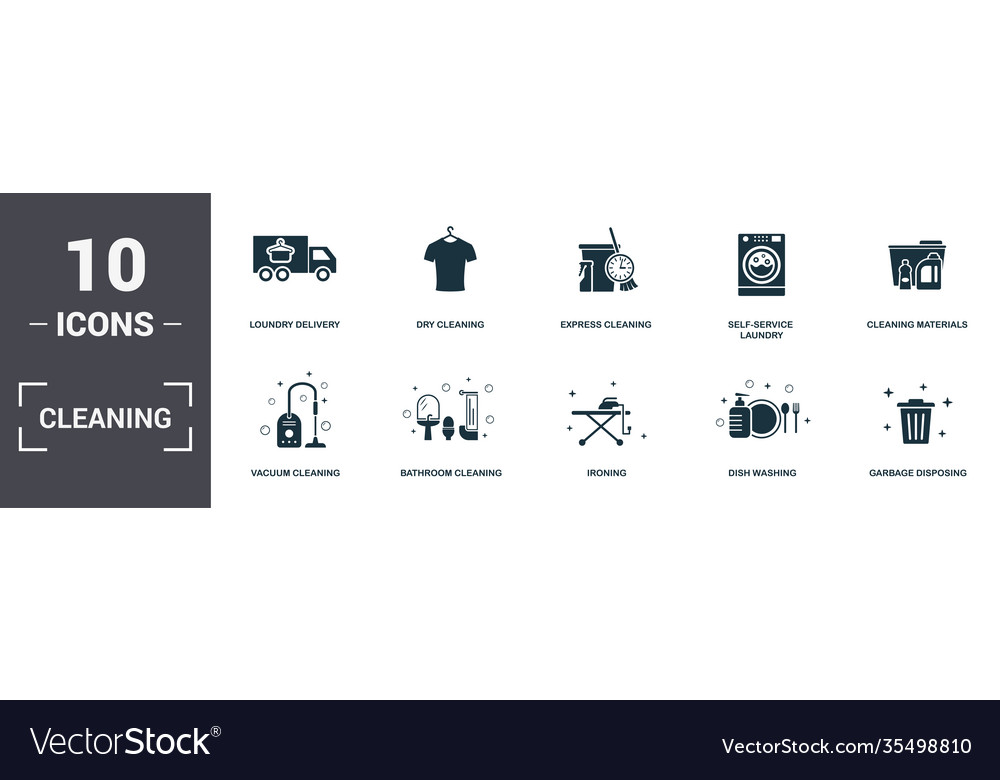 Cleaning set icons collection includes simple vector image Cleaning set icons collection includes simple