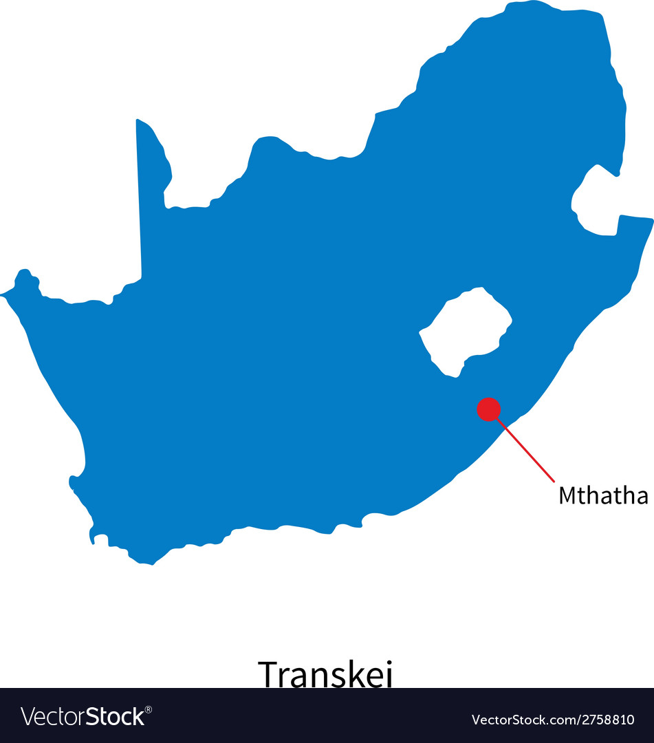 Detailed map of transkei and capital city mthatha Vector Image