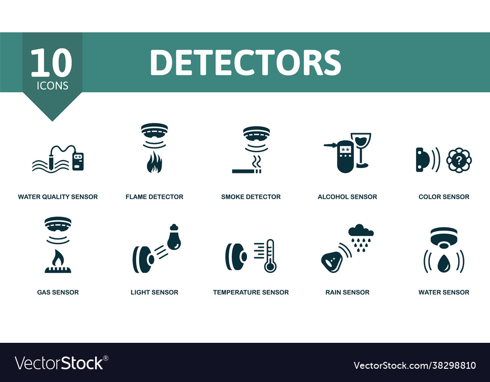 Detectors icon set contains editable icons sensor