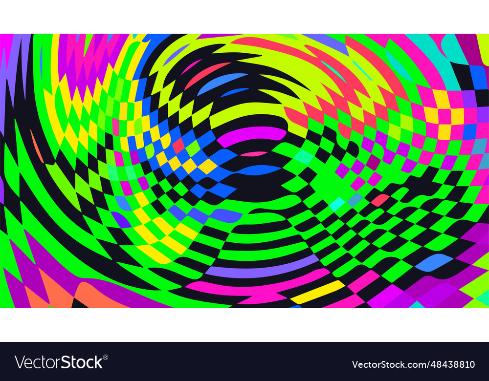 Distorted neon checkered pattern abstract vector image Distorted neon checkered pattern abstract