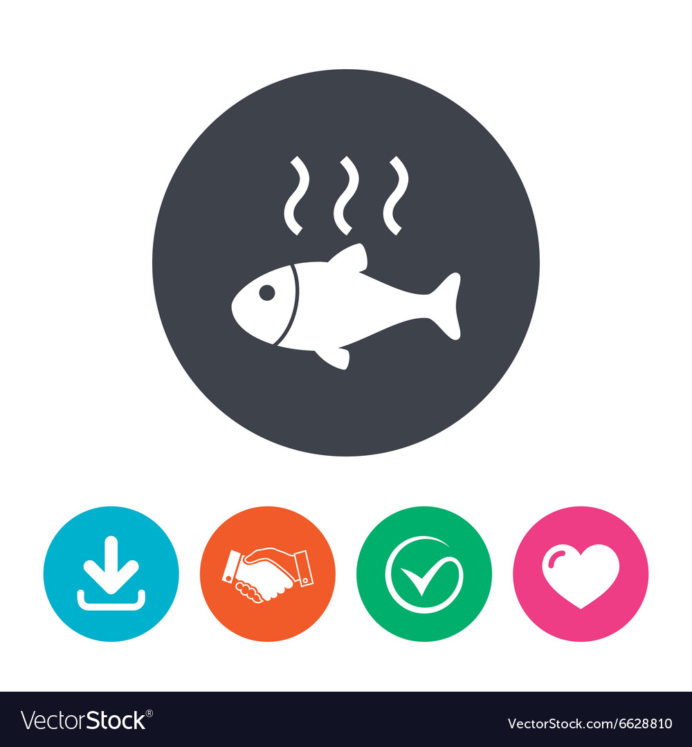 Fish hot sign icon cook or fry symbol Royalty Free Vector