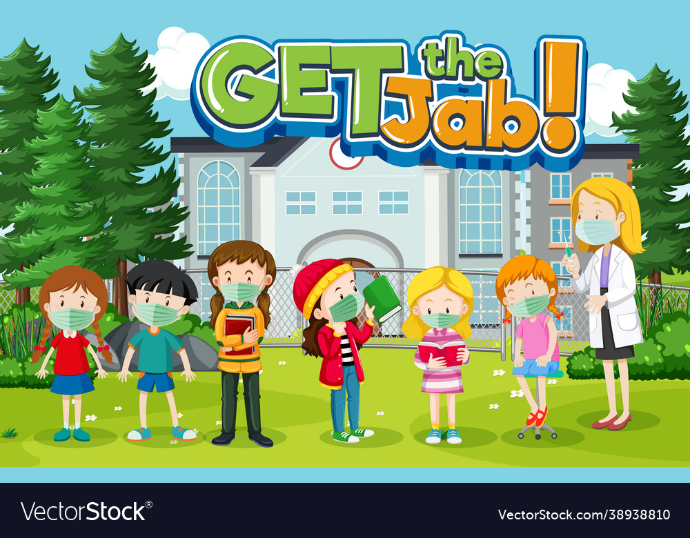 Get jab font with many kids waiting in queue Vector Image Get jab font with many kids waiting in queue