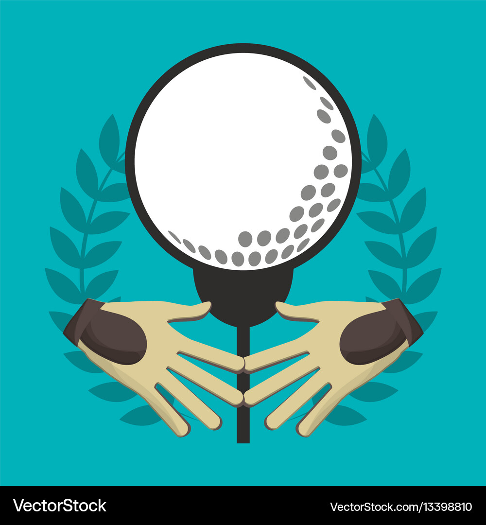 Golf gloves ball on tee label Royalty Free Vector Image