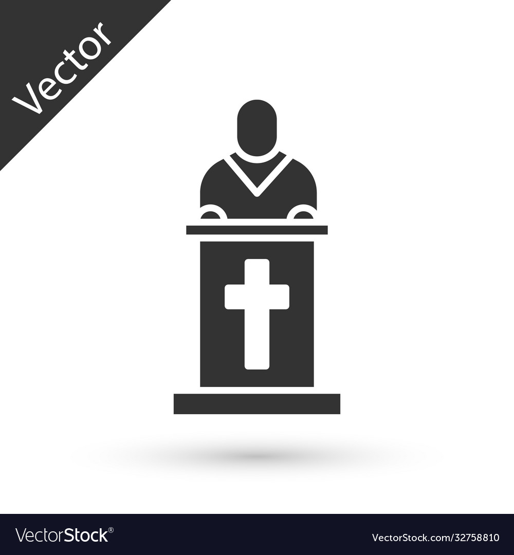 Grey church pastor preaching icon isolated vector image Grey church pastor preaching icon isolated