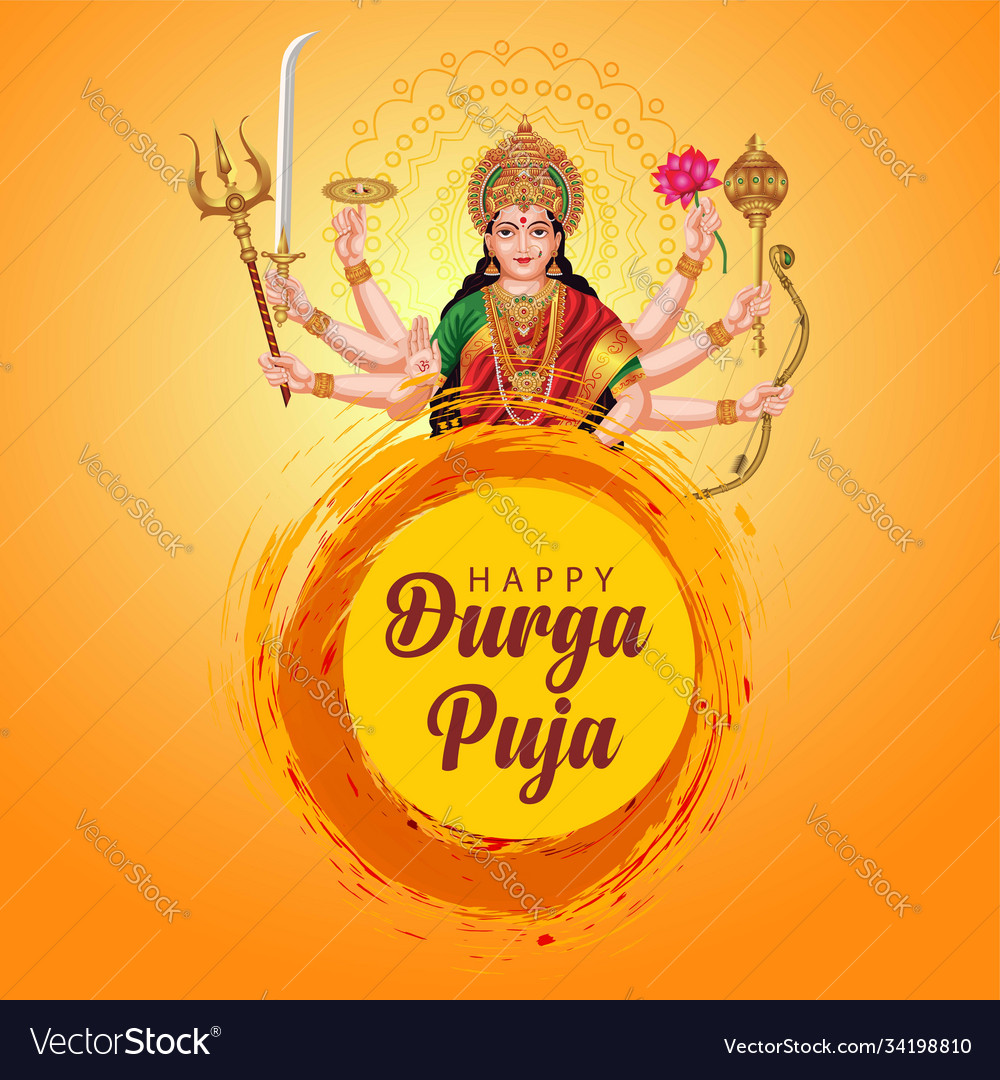 Indian god durga in happy durga puja subh Vector Image