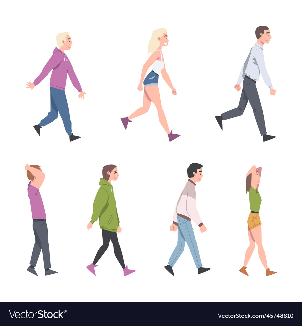 People characters going and walking with different vector image People characters going and walking with different