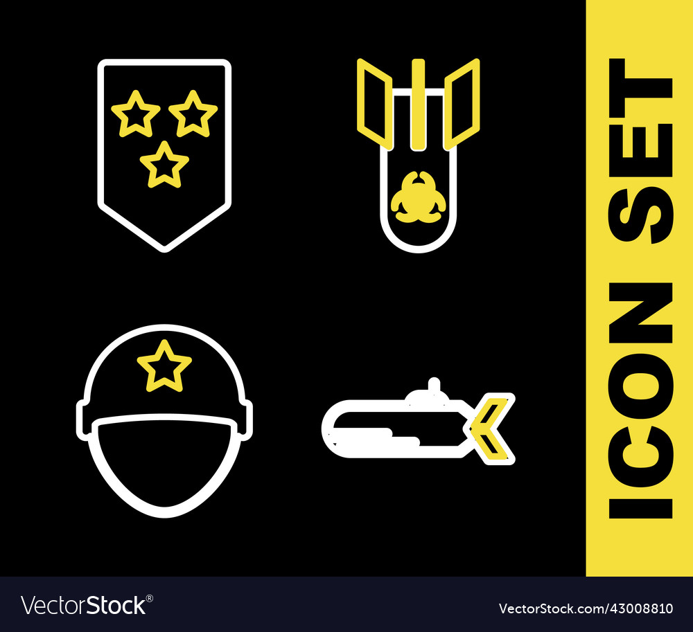 Set line biohazard bomb submarine military