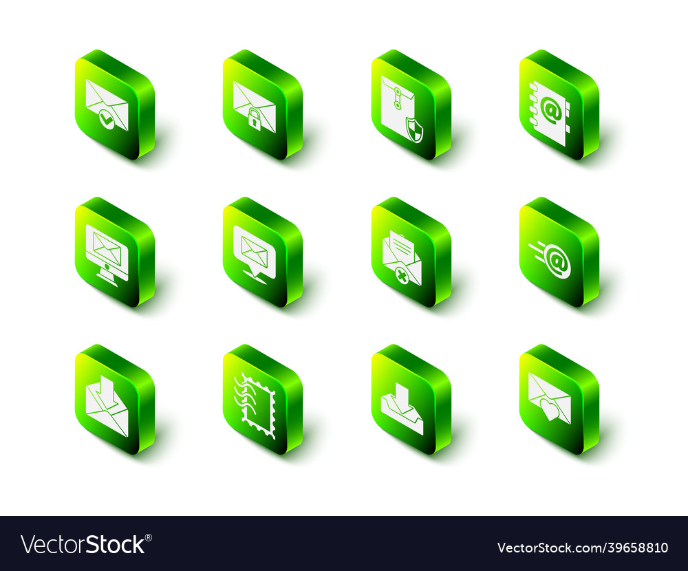 Set mail message lock password envelope vector image Set mail message lock password envelope