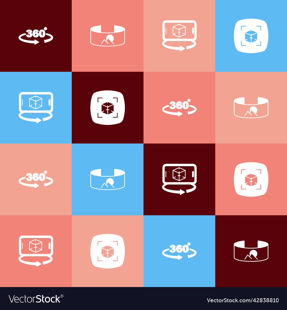 Set pop art 360 degree view 3d modeling and icon