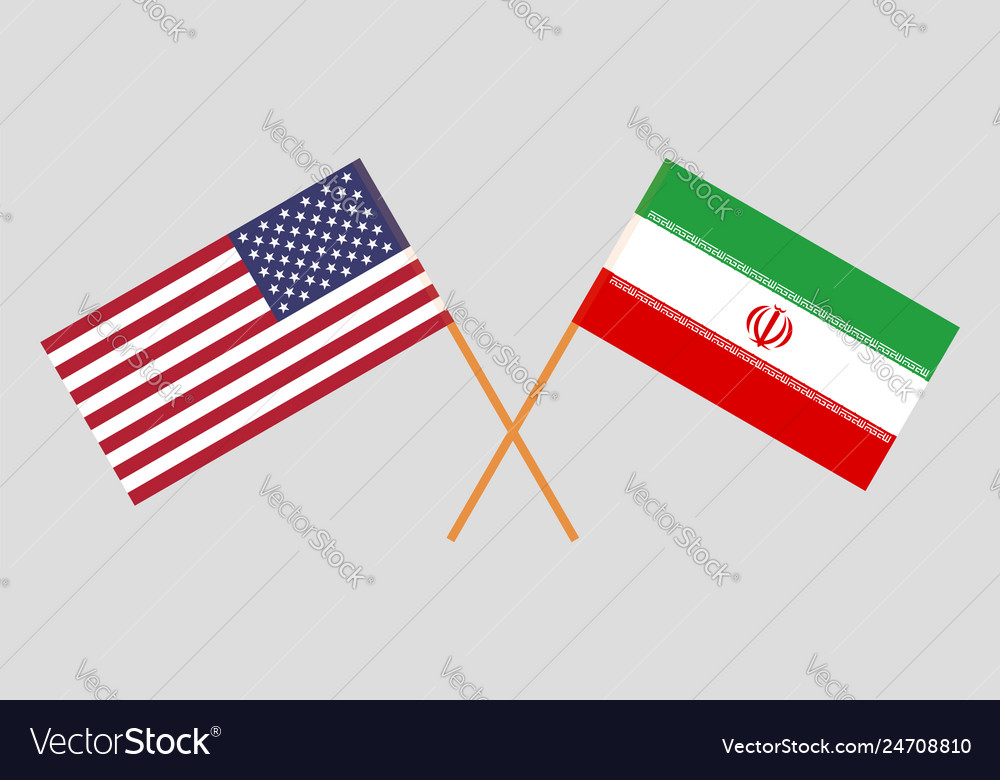 United states of america and iranian flags Vector Image