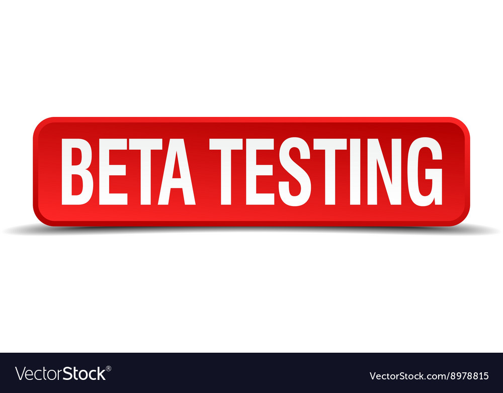 Beta testing red three-dimensional square button