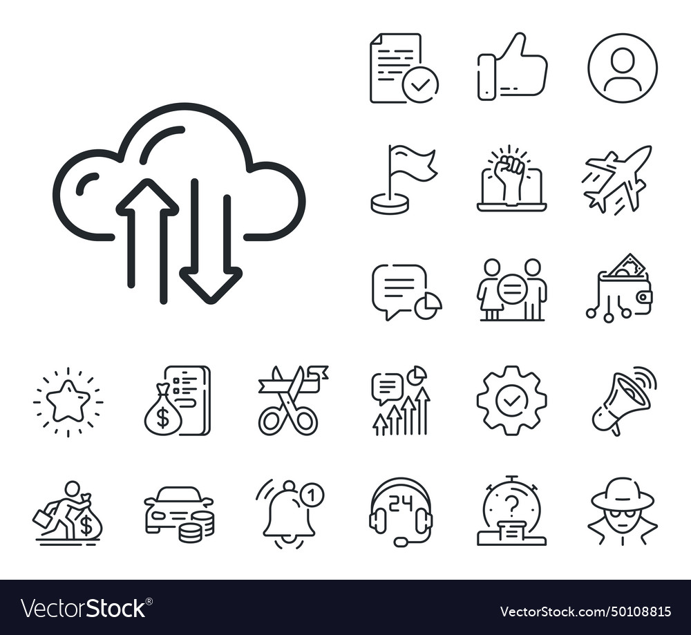 Cloud computing sync line icon internet data vector image Cloud computing sync line icon internet data