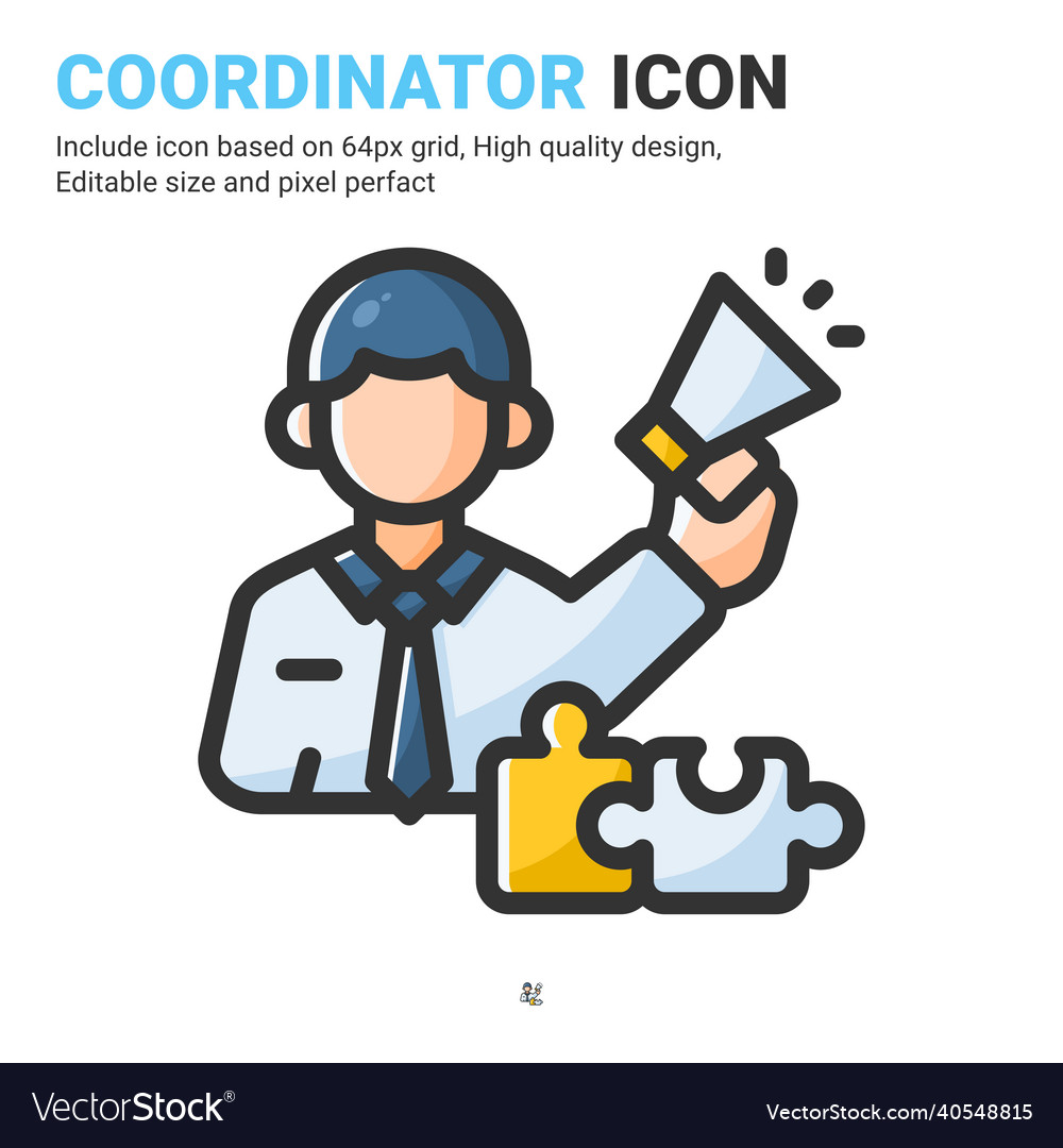 Coordinator icon with outline color style vector image Coordinator icon with outline color style