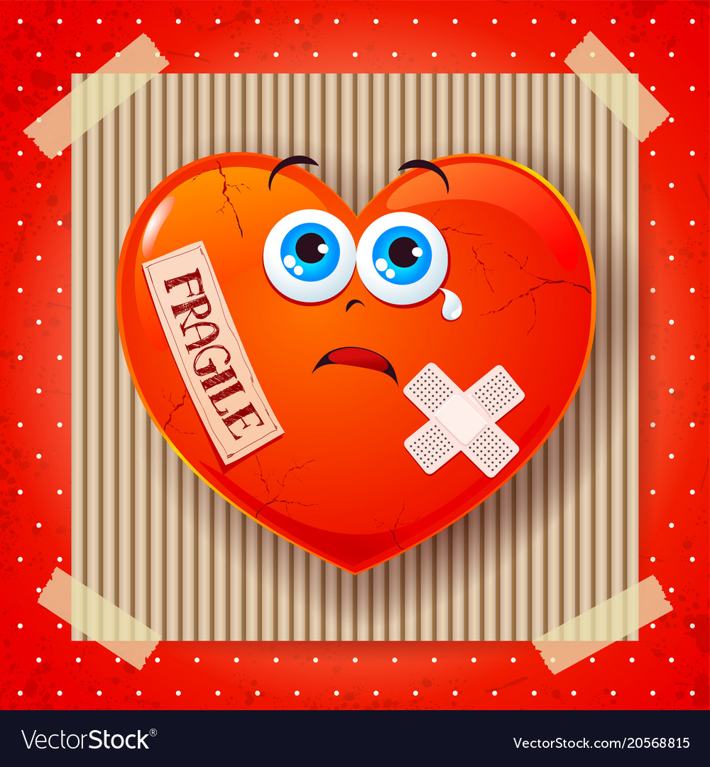 Fragile heart cartoon background Royalty Free Vector Image