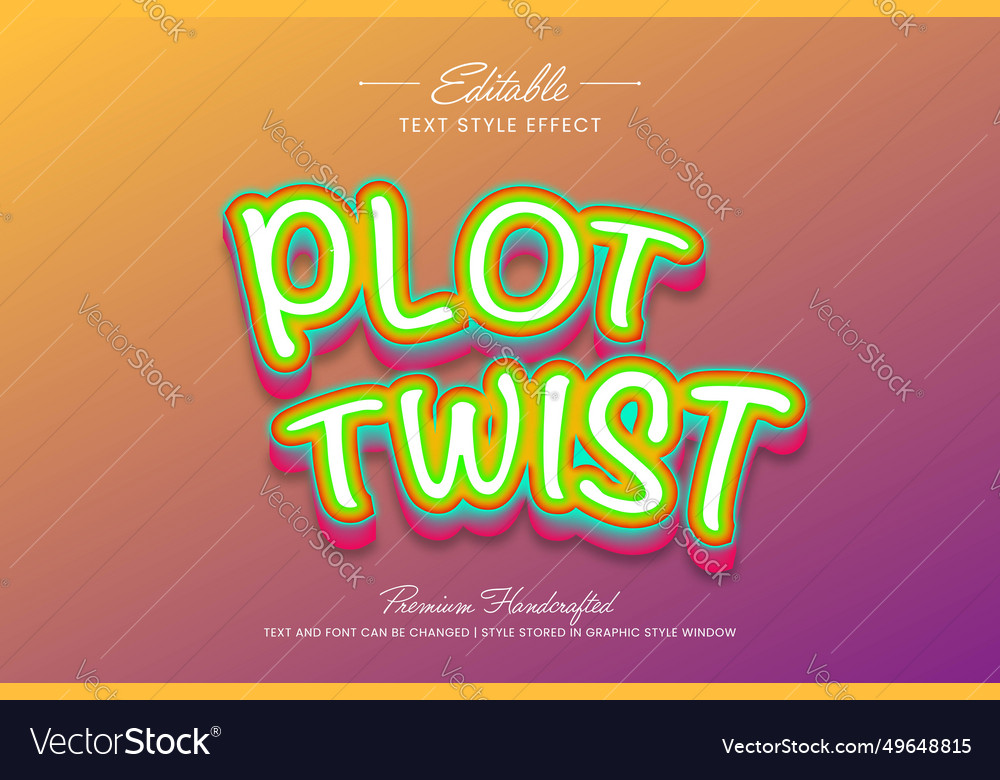 Glowing plot twist sign graphic style on gradient