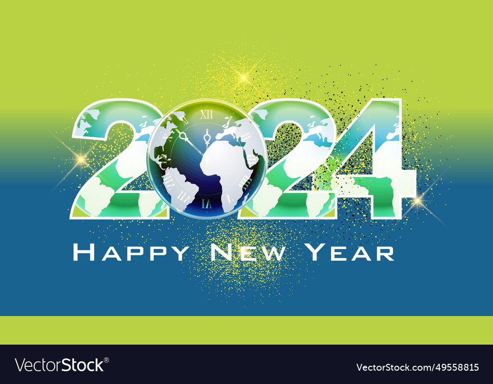 Happy new year 2024 greeting template Royalty Free Vector