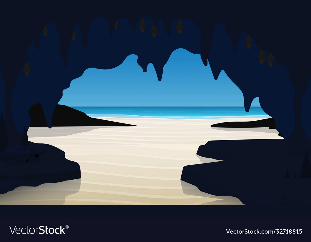 Landscape cave on beach