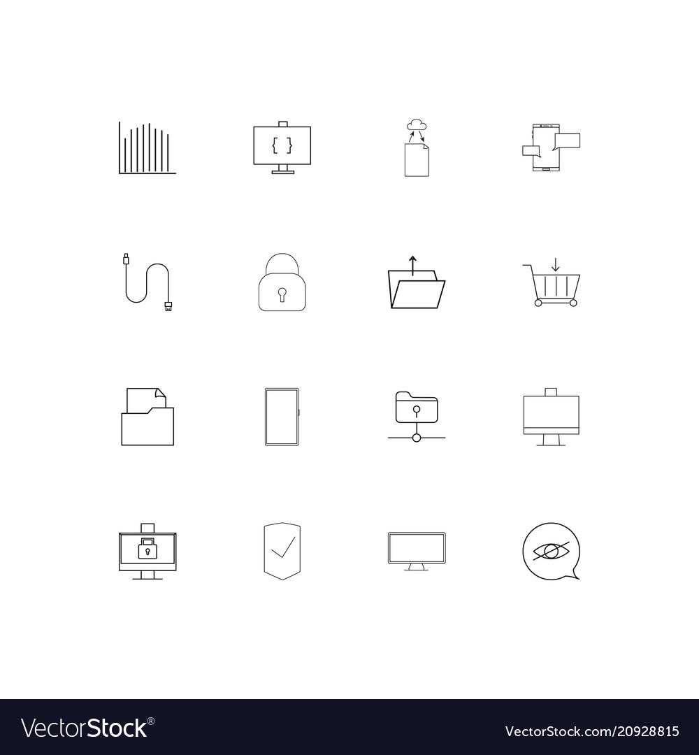 Netzwerk und Datenbank lineare dünne Symbole Set vector image Netzwerk und Datenbank lineare dünne Symbole Set