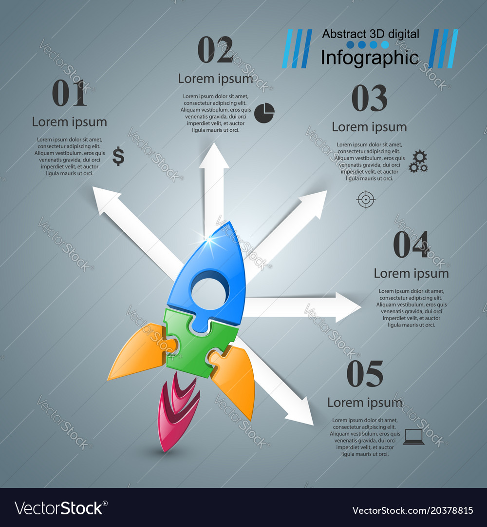 Rocket icon abstract infographic Royalty Free Vector Image