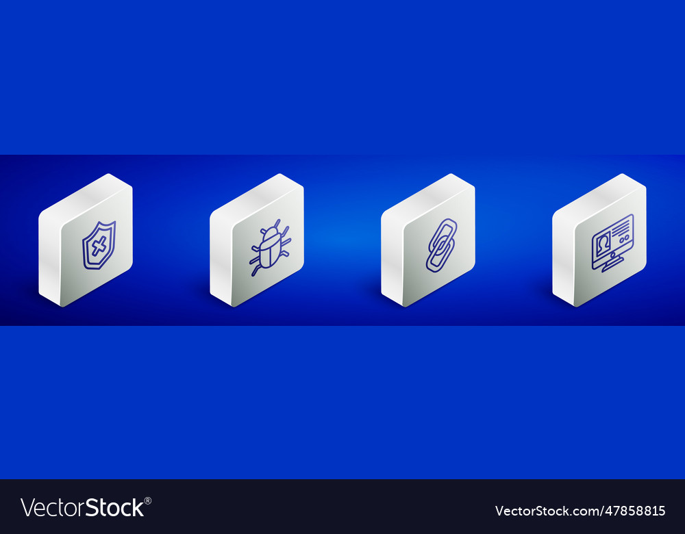 Set isometric line shield with cross mark system vector image Set isometric line shield with cross mark system