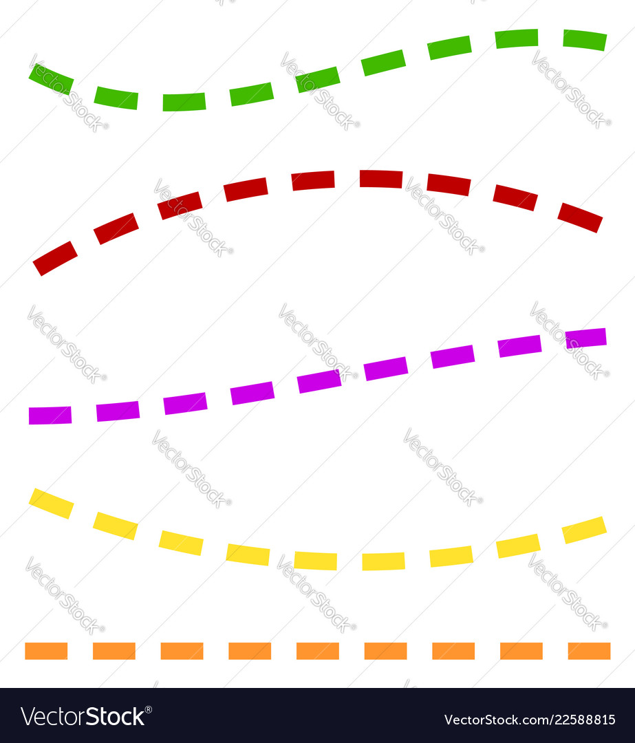 Set of colorful dashed lines in different