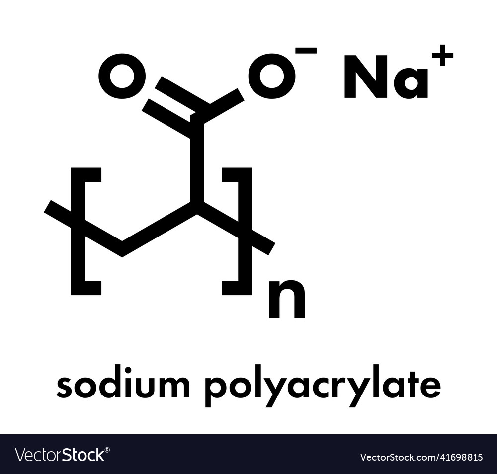 Sodium polyacrylate polymer chemical structure Vector Image