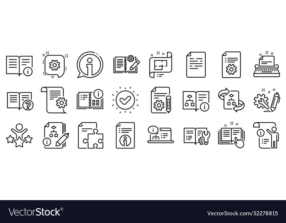 Technical documentation line icons set