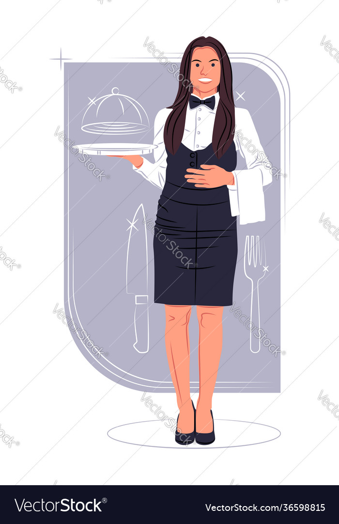 Waitress in shadow sharp lines style vector image Waitress in shadow sharp lines style
