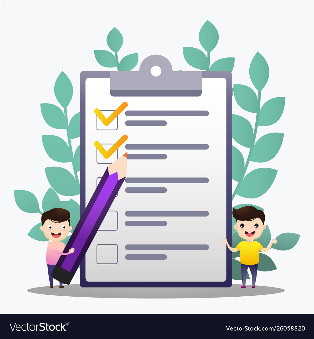 Check list people creating plan and checking vector image Check list people creating plan and checking