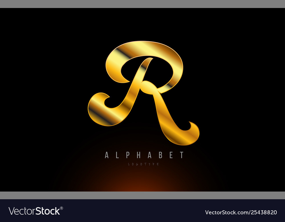 Gold golden r alphabet letter logo company icon Vector Image